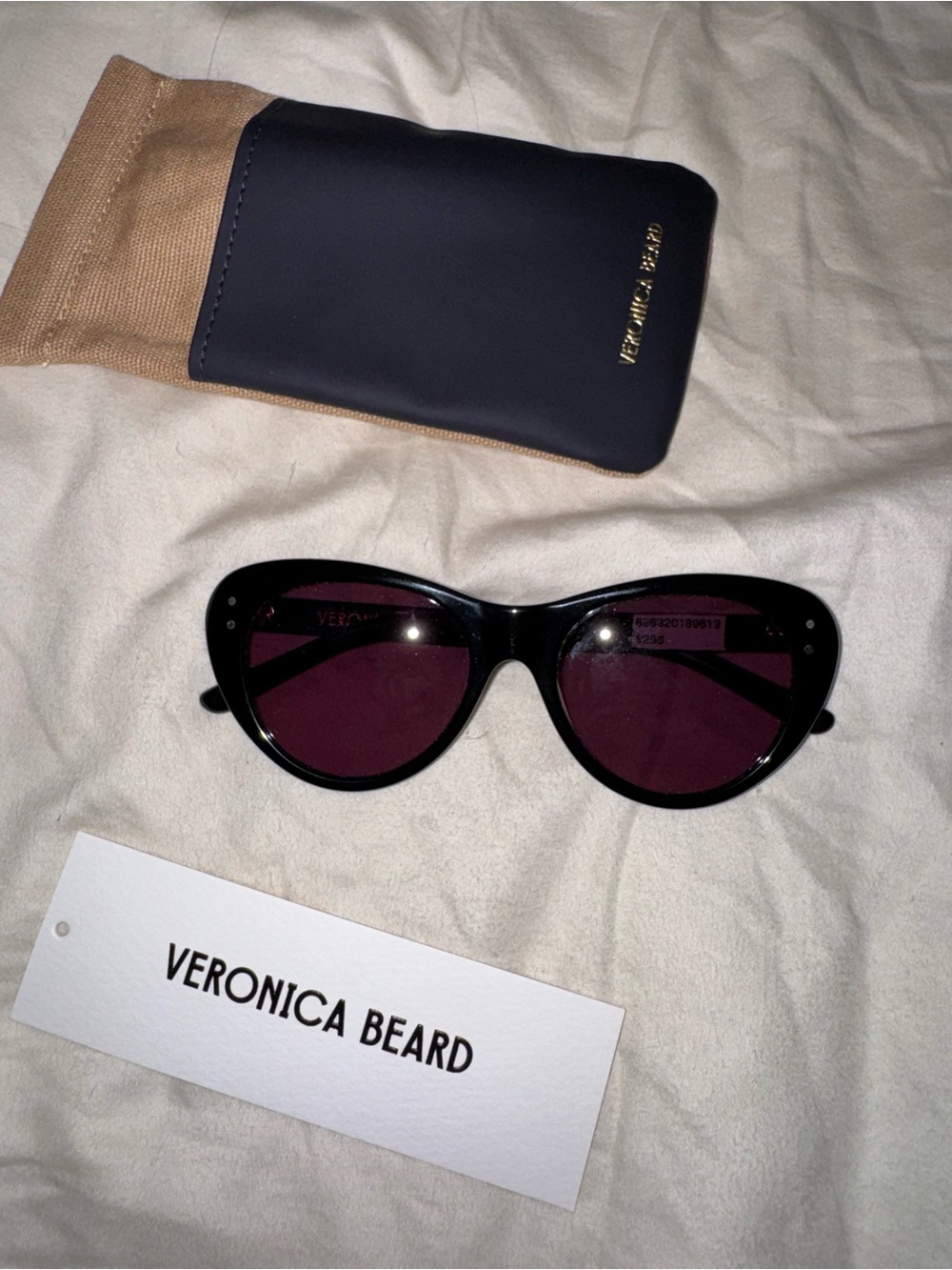 Veronica Beard Black Cat-Eye Sunglasses with Purple Lenses